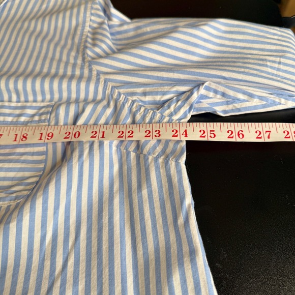 Croft & Barrow Womens 1X Blue White Striped‎ Long Sleeve Button Down Shirt - Picture 5 of 8
